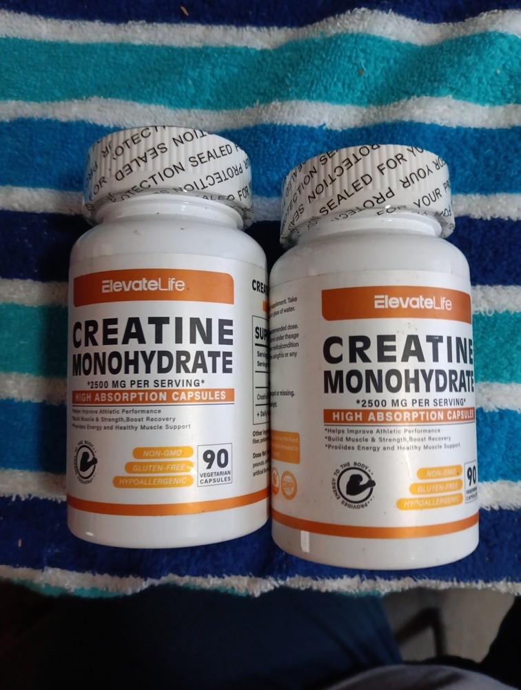 ElevateLife Creatine Monohydrate 2500mg, – Gluten Free, Non-GMO 2 Pk