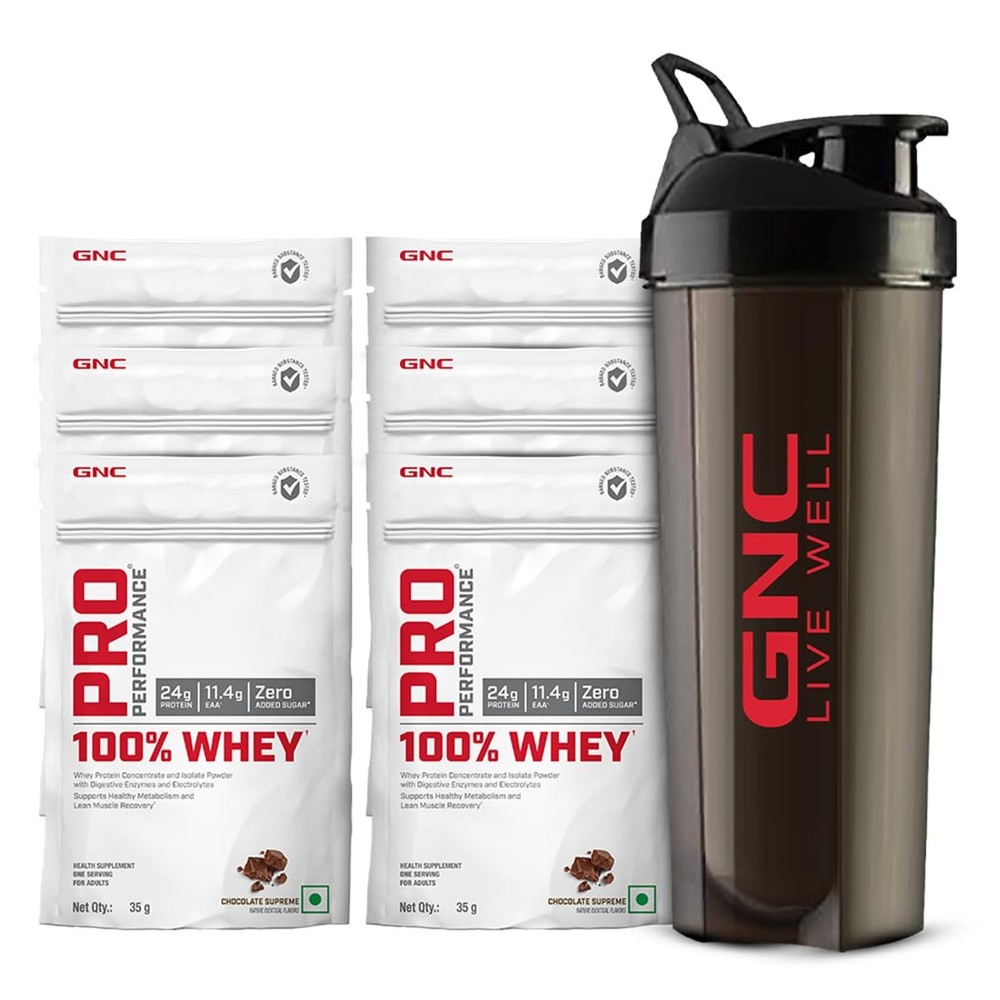 GNC 100% Whey Protein 35g x6 – Chocolate – Muscle Growth & Recovery