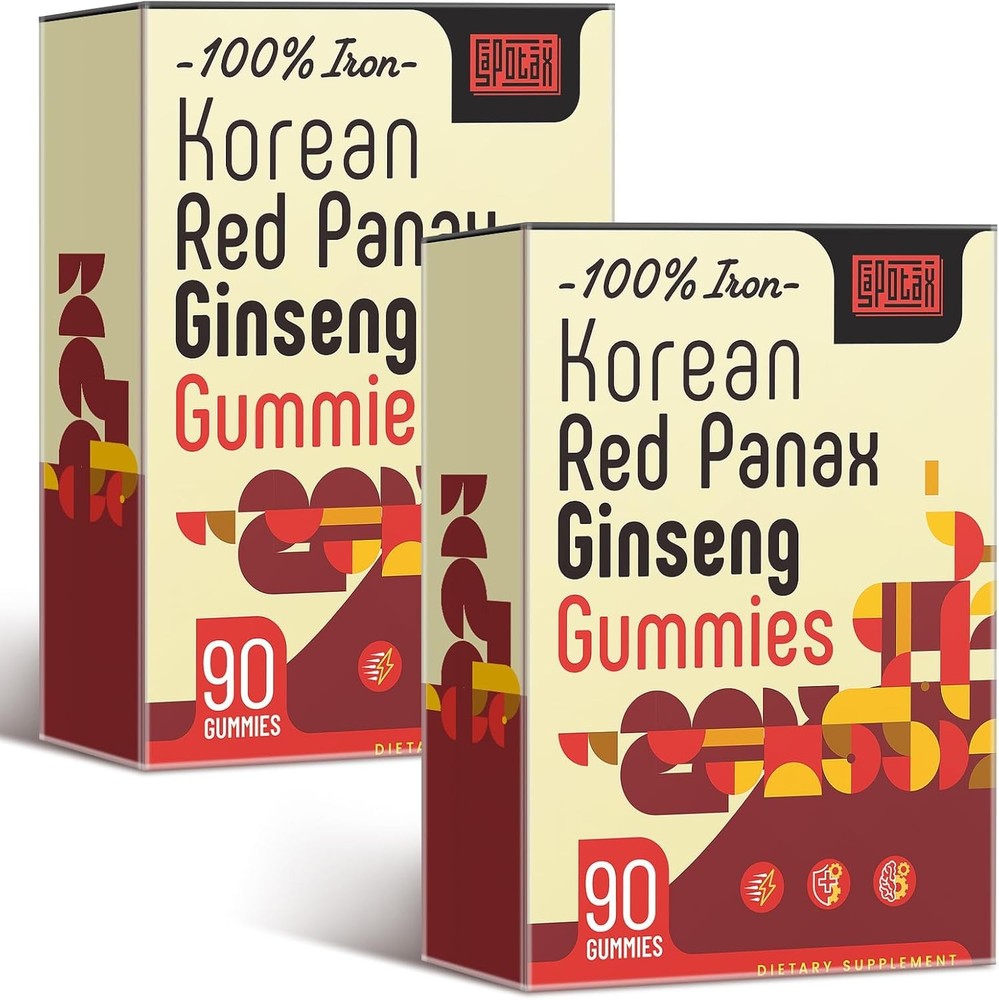 Sapotax Korean Red Panax Ginseng Supplement Gummies – 180 Count