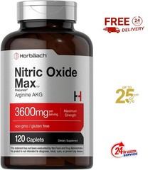Horbäach Nitric Oxide Max 3600mg | 120 Caplets | with Arginine AAKG for Men…