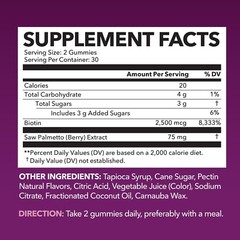 Saw Palmetto for Women + 2500 mcg Biotin Gummies DHT Blocker & Biotin Gummies 60