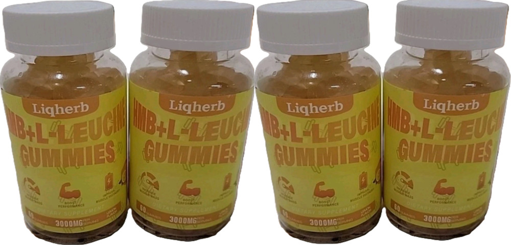 Liqherb HMB L-Leucine Gummies 3000mg Muscle Recovery 60ct Non-GMO 4PK 1/27