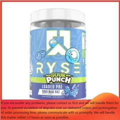 RYSE Core Loaded Pre Workout Energy Supplement Powder Sour Punch Blue Raspberry