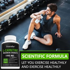 L-Carnitine 1000mg Maximum Strength Capsules – Non-GMO and Gluten Free