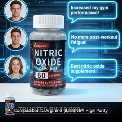Nitric Oxide Booster 6 Pack380 Capsules for Energy Vigor Stamina Pump