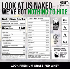 NAKED Whey Chocolate Protein Powder, Grass Fed, 24 Servings