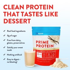 Low Sugar Prime Vanilla Protein Powder 30 Servings Grass Fed Beef Isolate