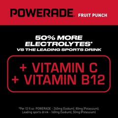 POWERADE Fruit Punch Electrolyte Sports Drink Bottles, 20 fl oz, 8 Pack