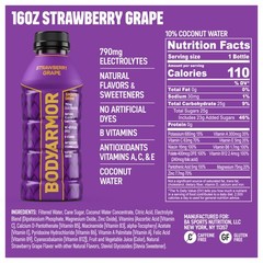 BODYARMOR Sports Drink, Strawberry Grape, Electrolyte Drink Hydration, 16 Fl Oz