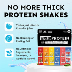 Clear Whey Isolate Variety Pack, 23G Protein, 6 Flavors, 95 Calories, 0-1G Sugar