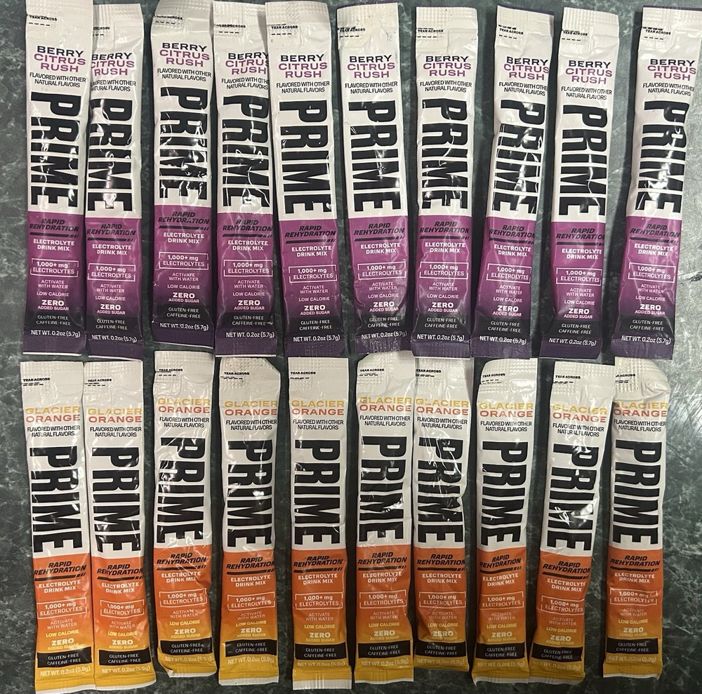 PRIME Electrolyte Hydration Powder Mix Sticks Caffeine-Free Berry/Orange