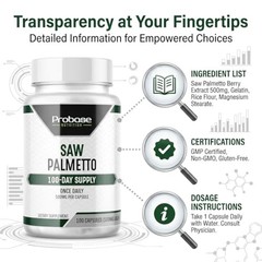 Probase Nutrition Saw Palmetto Support for Prostate and 100 Count (Pack of 1)