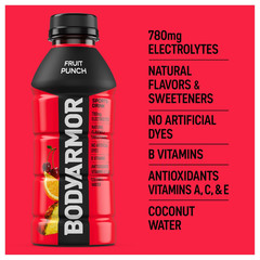 BODYARMOR Fruit Punch Sports Drink, 16 Fl Oz (12 Pack), Electrolyte Hydration