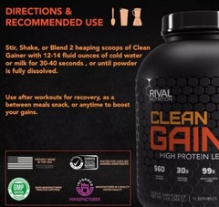 Rivalus Clean Gainer – Chocolate Fudge, 5lbs