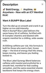 Want A BUMP® BLUE LABEL Revamped – Energy ON ICE (600mg Caffeine + Icy Menthol)