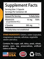 stress relief pills – L-Tyrosine 500mg – antidepressant – 1 Bottle
