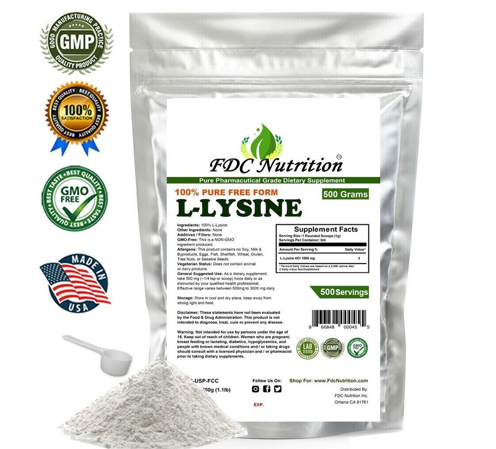PURE L-LYSINE HCL POWDER US PHARMACEUTICAL GRADE KOSHER nonGMO