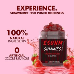 ESUNM Creatine Monohydrate Gummies,Strawberry flavor,150 Servings