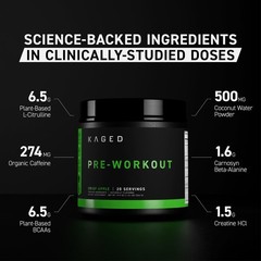 Pre Kaged Pre Workout Powder Berry Blast 1.33lbs Energy Focus BCAAs Superfoods