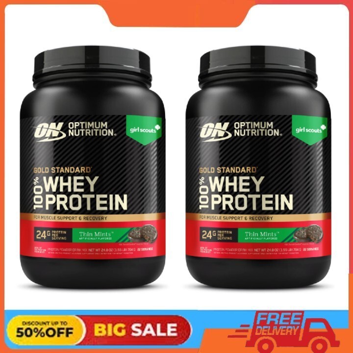 2 pack Optimum Nutrition, Gold Standard 100%,Girl Scout Thin Mint Cookie 1.5lb