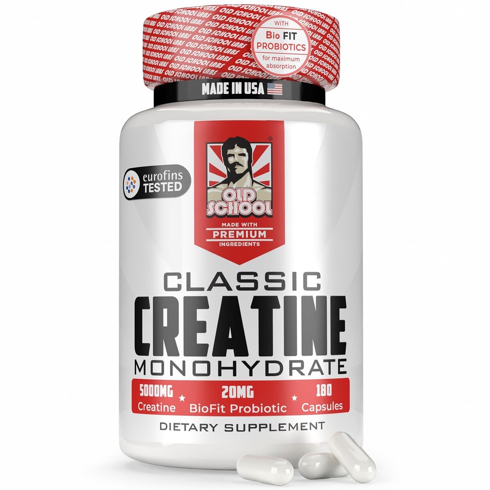 Old School Labs 5000mg Micronized Creatine 180 Count (Pack of 1), White