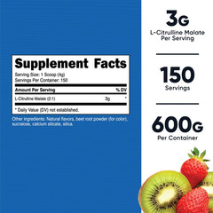 Nutricost L-Citrulline Malate 2:1 Powder 600g Strawberry Kiwi Pre Workout