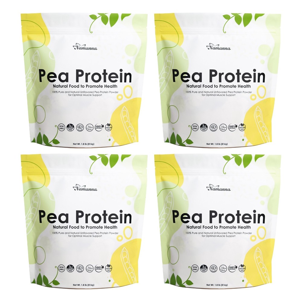 100% Pure Pea Protein Powder, 80% Protein Content, Unflavored, Vegan-1.8lbx4