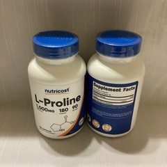 2x Nutricost L-Proline 1000mg, 180 Capsules (90 Servings) Exp1/28