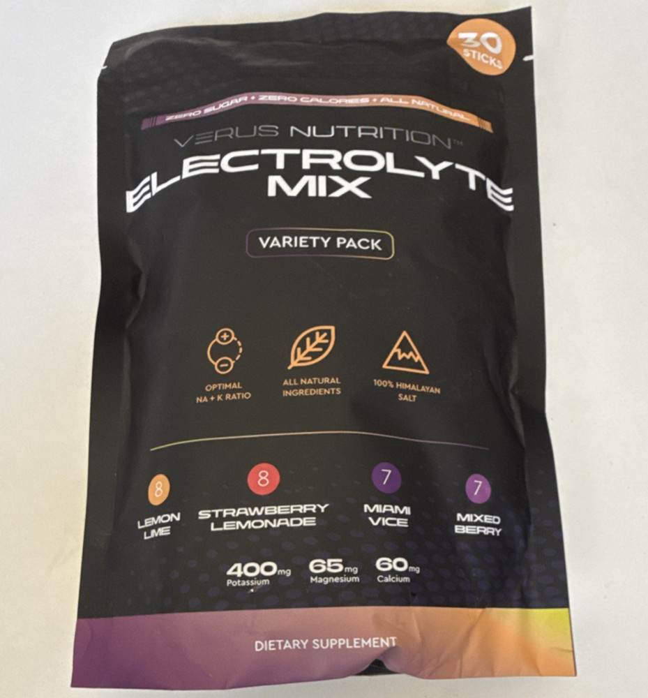 Verus Nutrition Electrolyte Mix Variety Pack Lemon Lime Strawberry Lemonade 7.4…