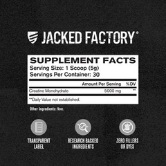 Jacked Factory Creatine Monohydrate Powder 150g – 5g 30 Servings (Pack of 1)