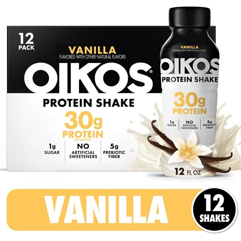 Oikos Vanilla Protein Shake 30g High Protein Low Sugar 12 Pack 12 fl oz