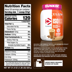 NEW Dymatize ISO100 Hydrolyzed Whey Isolate Protein Powder, Dunkin’ Cappuccino
