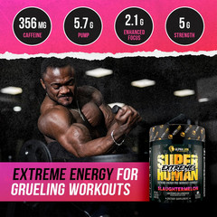 Superhuman Extreme High Stim Pre Workout Powder, Beta Alanine, L-Taurine & 356Mg