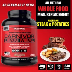 Musclemeds Carnivor Lean Meal Whole Food Meal Replacement Shake Mre Beef