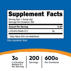Nutricost Pure L-Citrulline Malate (2:1) 600 Grams