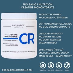 (Lot of 4)Micronized Creatine Monohydrate Powder 10.6oz Unflavored Best by 11/24