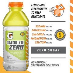 Gatorlyte Zero Electrolyte Beverage, Zero Sugar Hydration, 12 Pack 20oz Bottles