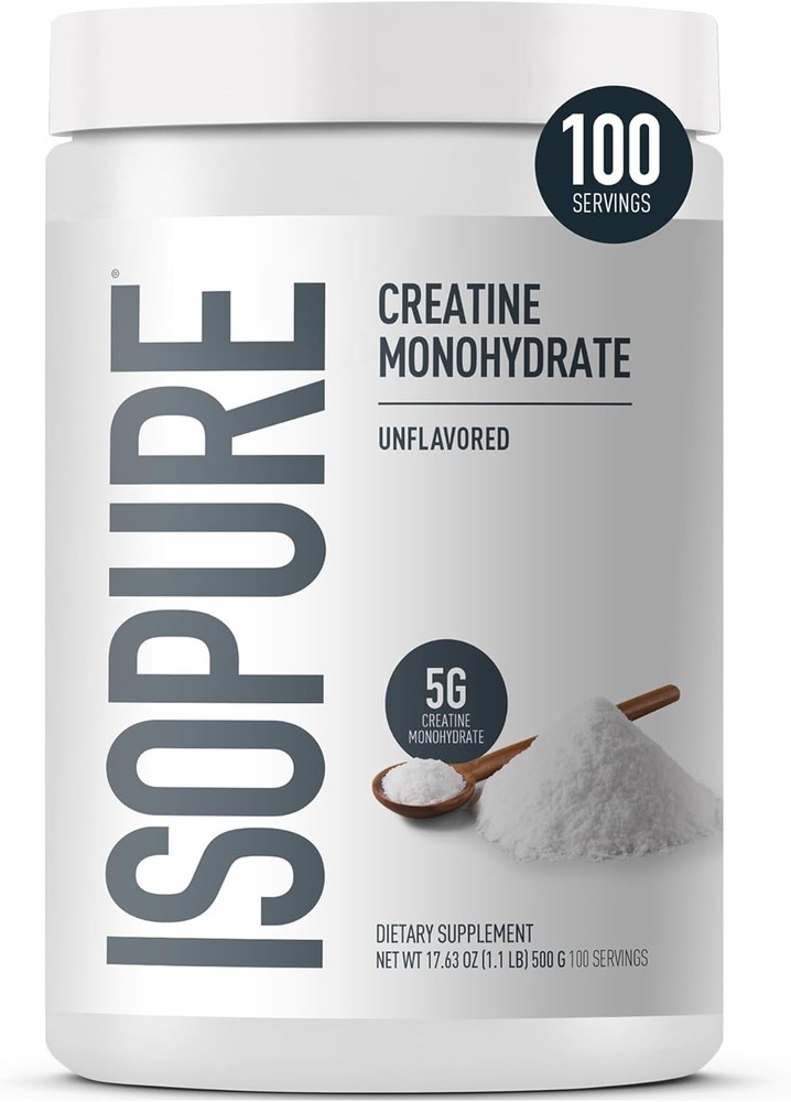 Isopure 100% Pure Creatine Monohydrate Powder, Sugar Free, Unflavored, 5g Creati