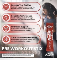 Clean Nutra PreStix Pre Workout 100mg Caffeine Creatine Berry Lemonade 20 Ct