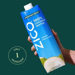 100% Pure Coconut Water, No Added Sugar, Electrolyte Hydration, 33.8 Fl Oz, 4-Pa