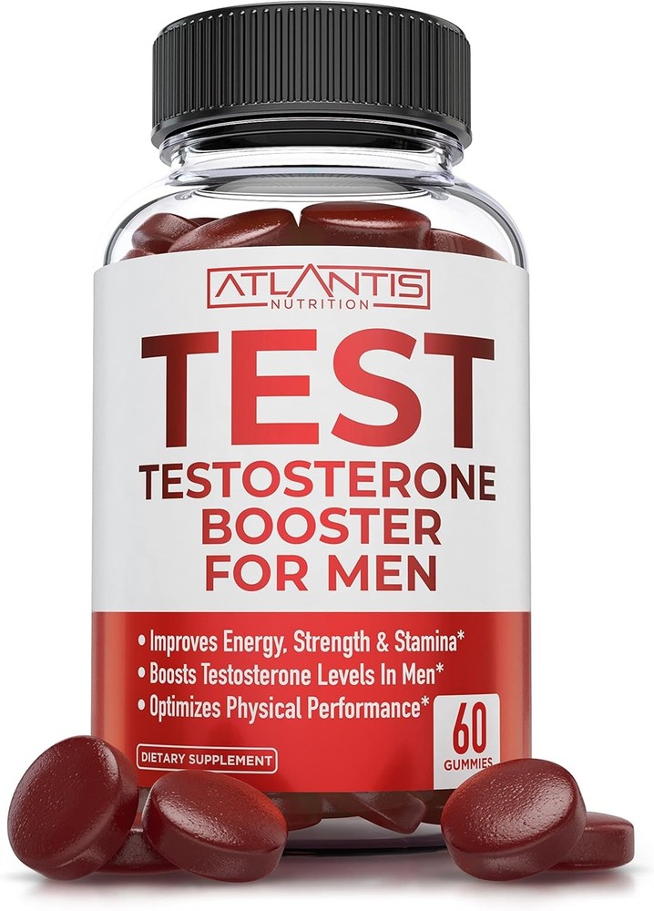 Atlantis Nutrition Testosterone Booster For Men Gummies 60 Count (Pack of 1)