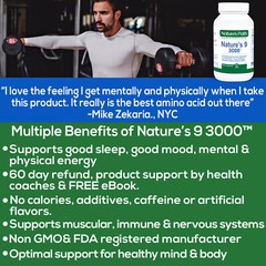 Nature’s 9 3000 Essential Amino Branch Chain Acids EAA 90 Tablets Natural Energy