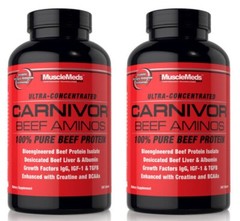 MuscleMeds CARNIVOR BEEF AMINOS 100% Pure Beef Protein 300 Tabs BCAAs [ 2 Pack ]