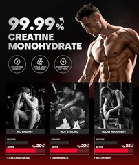 Instant Boost Creatine Monohydrate Gummies, Complex Formula with Real 5000mg