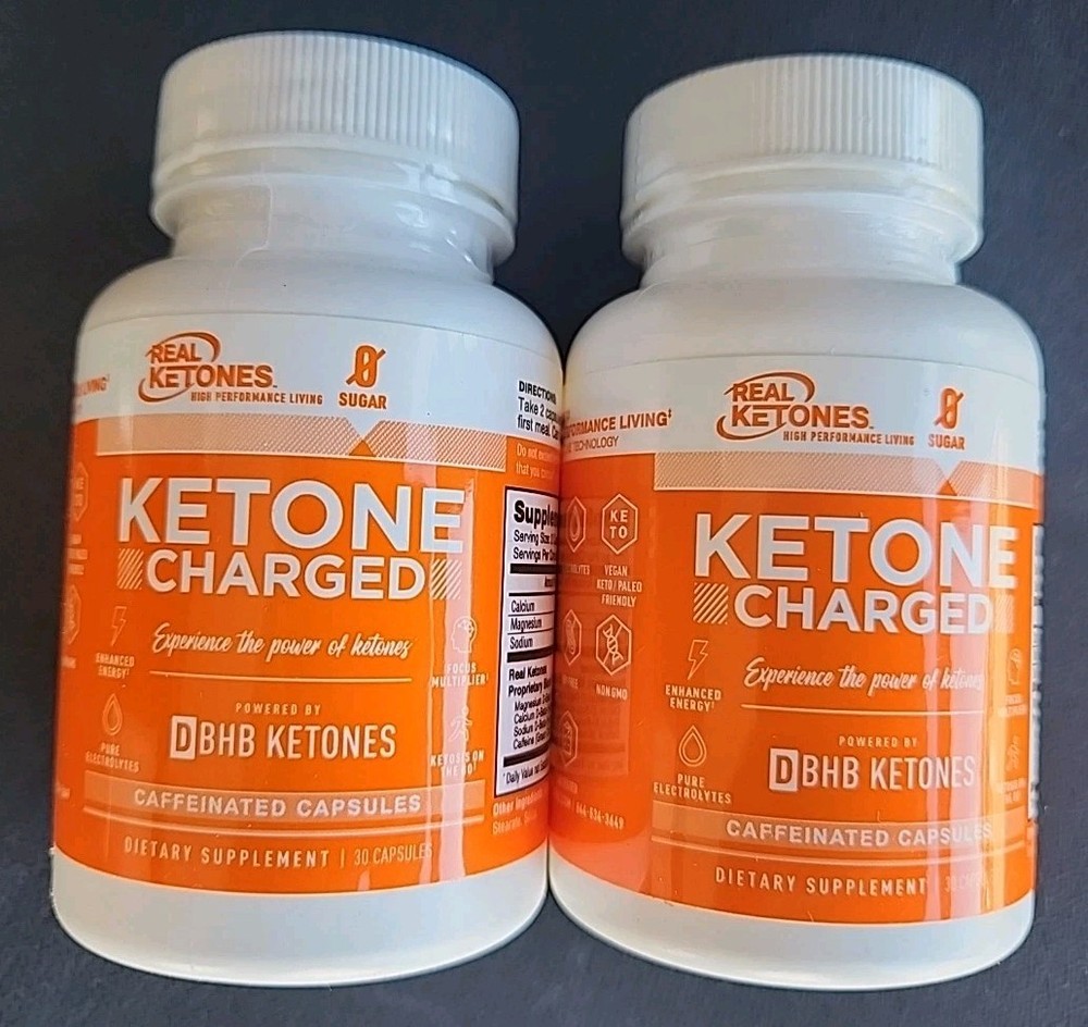 2 Boxes: Real Ketones D-BHB Capsules Charged 30 Caps ea 11/26