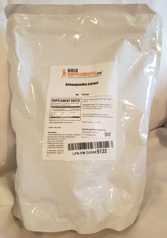 PURE ASHWAGANDHA EXTRACT POWDER by BULK SUPPLEMENTS – 2.2 POUND BAG (1kg)