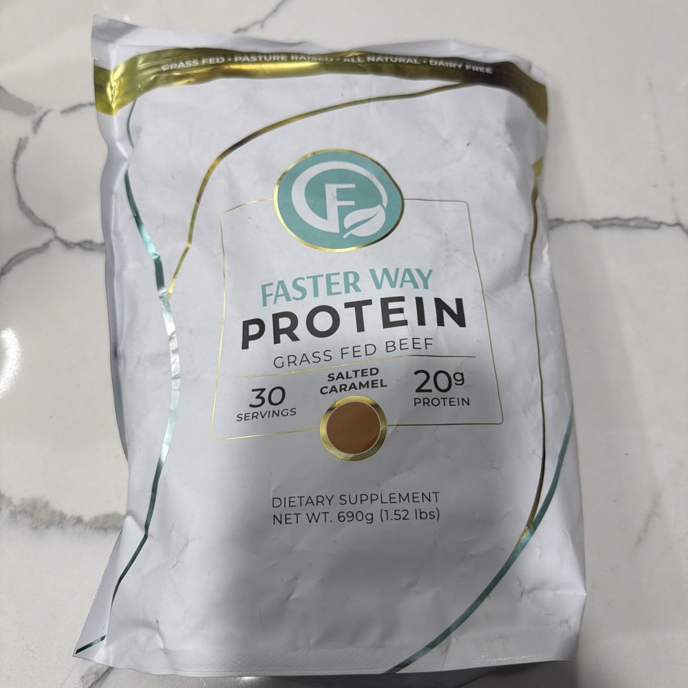 Faster Way Grass Fed Protein- Gluten Free Salted Caramel 1.52 Lbs Exp 9/27