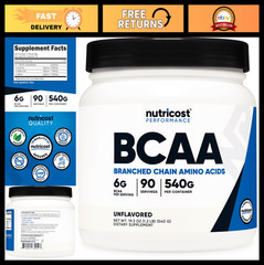 BCAA Powder 2:1:1 – 90 Servings, Unflavored Branched Chain Amino Acids Supplemen