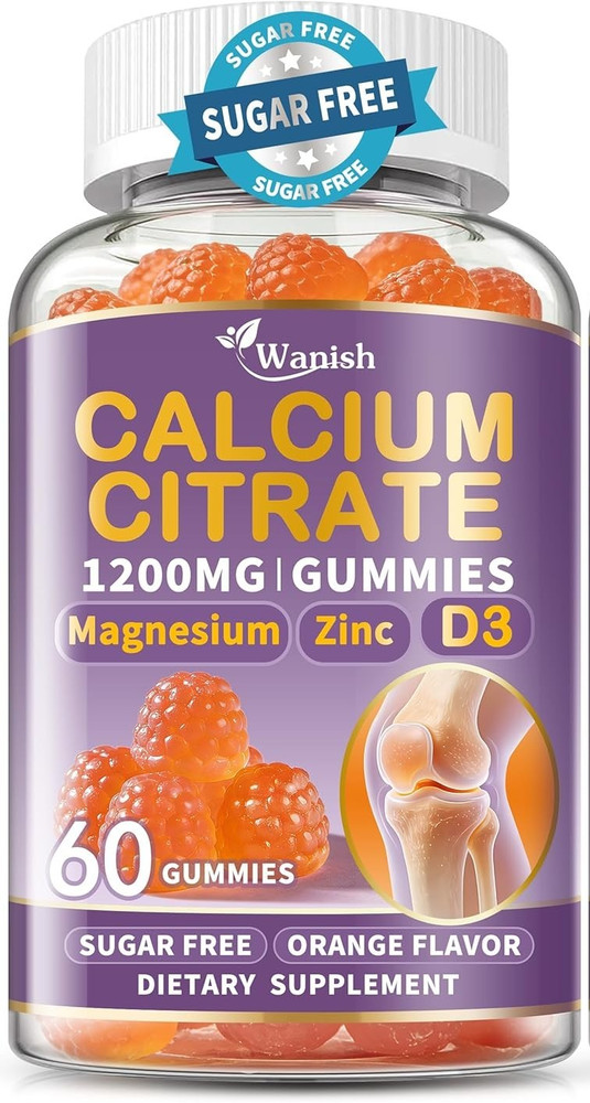Calcium Citrate 1200 mg Gummies with Vitamin D3 Magnesium Zinc for Women Men