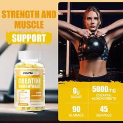 ElevateLife Creatine Monohydrate Gummies 5000mg for Men & Women Chewable 90